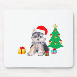 Tapis De Souris Sapin de Noël, chiot du Yorkshire et cadeaux
