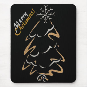 Tapis De Souris Sapin de Noël en Or et Argent