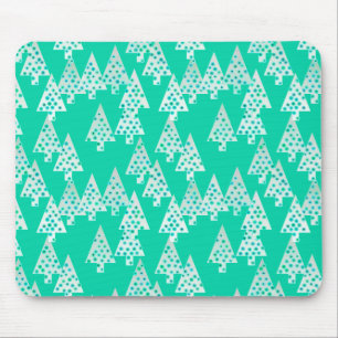 Tapis De Souris Sapins de Noël fleurs modernes - vert mousse