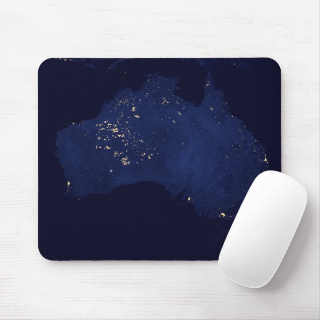 Tapis De Souris Satellite Les Lumières Nocturnes De L'Australie. (Avec souris)