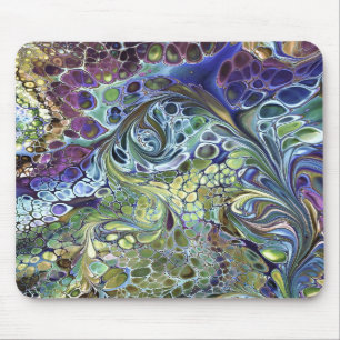 Tapis De Souris Sauge vert olive, bleu violet bordeaux abstrait