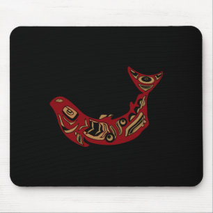 Tapis De Souris Saumon indien d'Amérique du Nord totem poisson pac