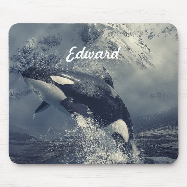Tapis De Souris Sauts de baleines tueuses sauvages (Devant)