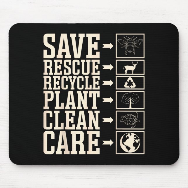 Tapis De Souris Sauver Secourir Recycler Usine Propre Soin  (Devant)