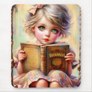 Tapis De Souris SAVANNAH ~ Vintage Girl lit son livre ~ Mousepad