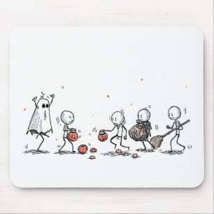 Tapis De Souris Scène adorable d'Halloween avec des personnages en