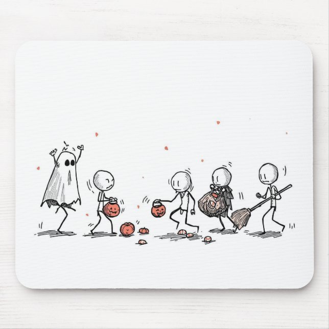 Tapis De Souris Scène adorable d'Halloween avec des personnages en (Devant)