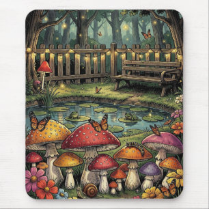 Tapis De Souris Scène de forêt Cottagecore   Champignons fantaisis