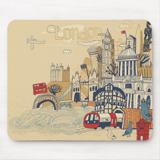 Tapis De Souris Scène de griffonnage de Londres (Devant)