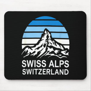 Tapis De Souris Scène de montagne rétro des Alpes suisses avec cie