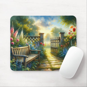 Tapis De Souris Scène de porte de jardin ensoleillé