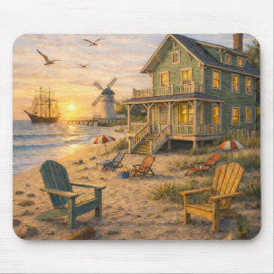 Tapis de souris Scène de voile au coucher du solei