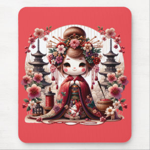 Tapis De Souris Scène mignonne de geisha japonaise