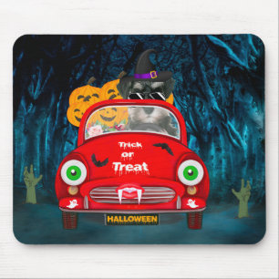 Tapis De Souris schnauzer Chien Conduisant Voiture Effrayant Hallo