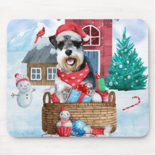 Tapis De Souris Schnauzer Chien dans la neige Maison de Chien de N