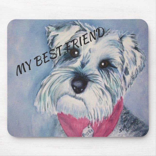 TAPIS DE SOURIS SCHNAUZER DE BONBON À GRIS ARGENTÉ (Devant)