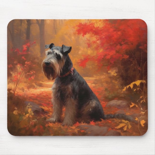 Tapis De Souris Schnauzer en automne Leaves Fall Inspire (Devant)