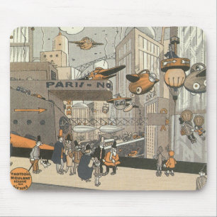 Tapis De Souris Science-fiction urbaine vintage Paris, Steampunk