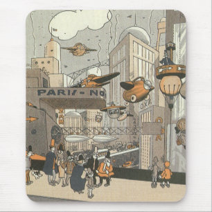 Tapis De Souris Science-fiction urbaine vintage Paris, Steampunk