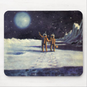 Tapis De Souris Science-fiction vintage Astronaute Aliens sur la L