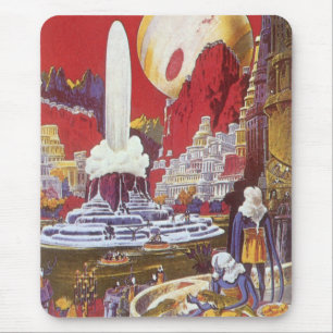 Tapis De Souris Science-fiction vintage, la ville perdue d'Atlanti