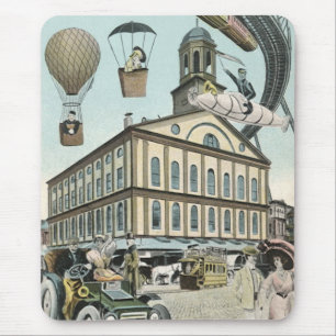 Tapis De Souris Science-fiction vintage, ville steampunk victorien