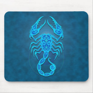 Tapis De Souris Scorpion tribal bleu complexe
