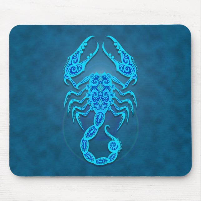 Tapis De Souris Scorpion tribal bleu complexe (Devant)