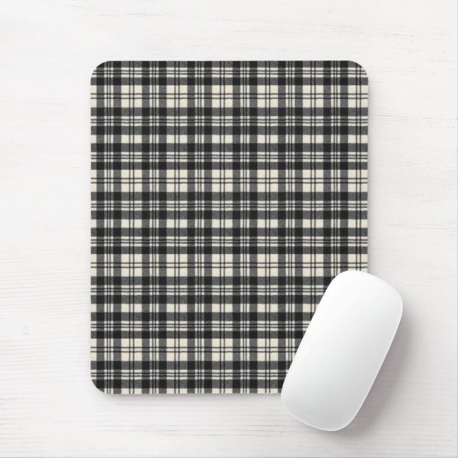 Tapis De Souris Scott Black and White Original Scottish Tartan (Avec souris)
