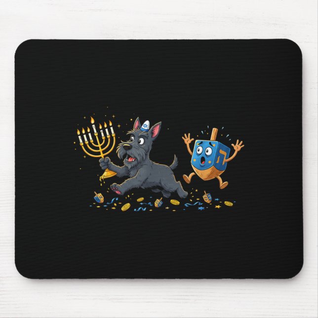 Tapis De Souris Scottierrier Dreidel Menorah Hanukkah Kids Womens  (Devant)