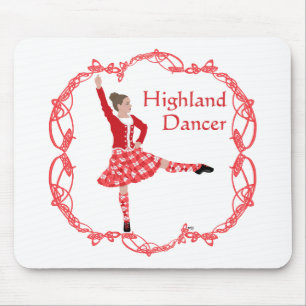 Tapis De Souris Scottish Highland Dancer Celtic Knotwork Rouge