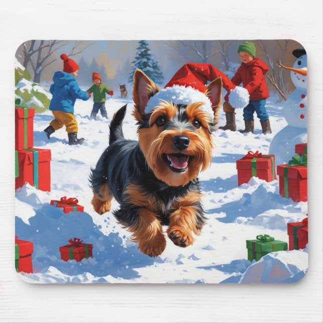 Tapis De Souris Scottish Terrier coule la neige avec le Casquette  (Devant)