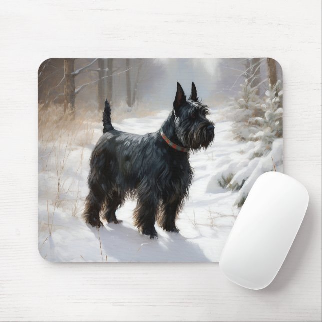 Tapis De Souris Scottish Terrier Laisser Il Neige Noël (Avec souris)