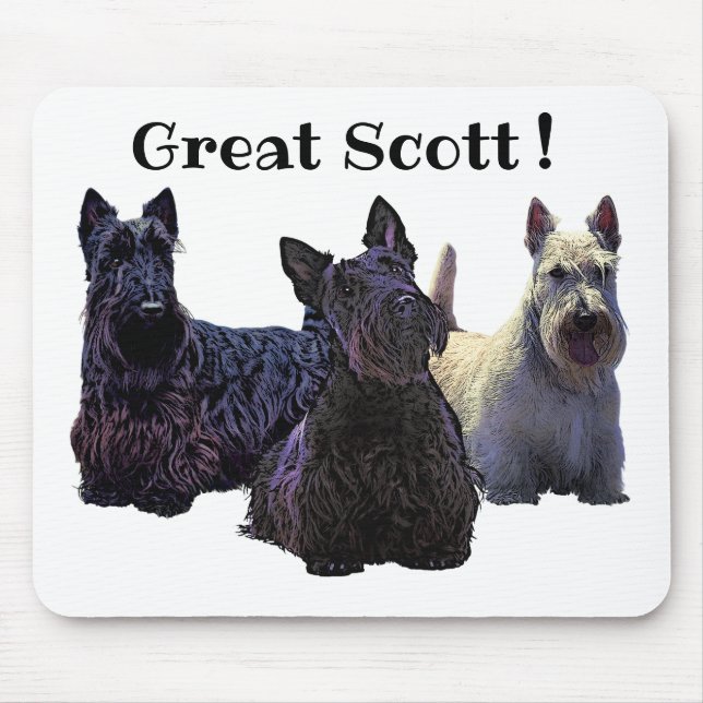 Tapis De Souris Scottish Terrier trio noir/blanc, Great Scott ! (Devant)