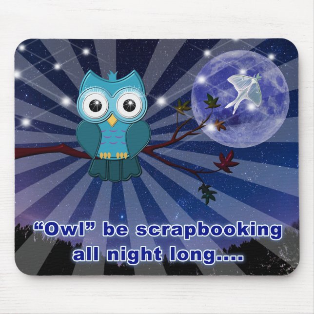 Tapis De Souris Scrapbookers "Owl Retire Toute La Nuit" (Devant)