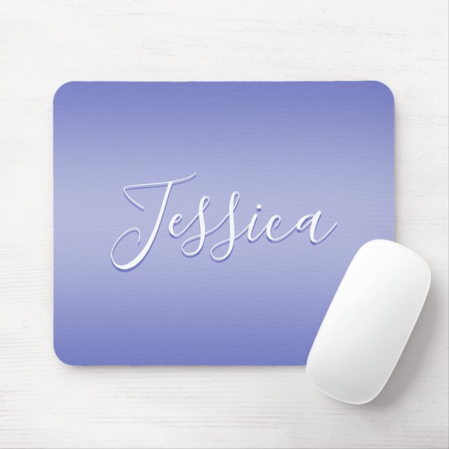 Tapis De Souris Script cursif modifiable | Violet blanc et violet (Avec souris)