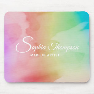 Tapis De Souris Script d'aquarelle moderne Rainbow Pastel - Mousep