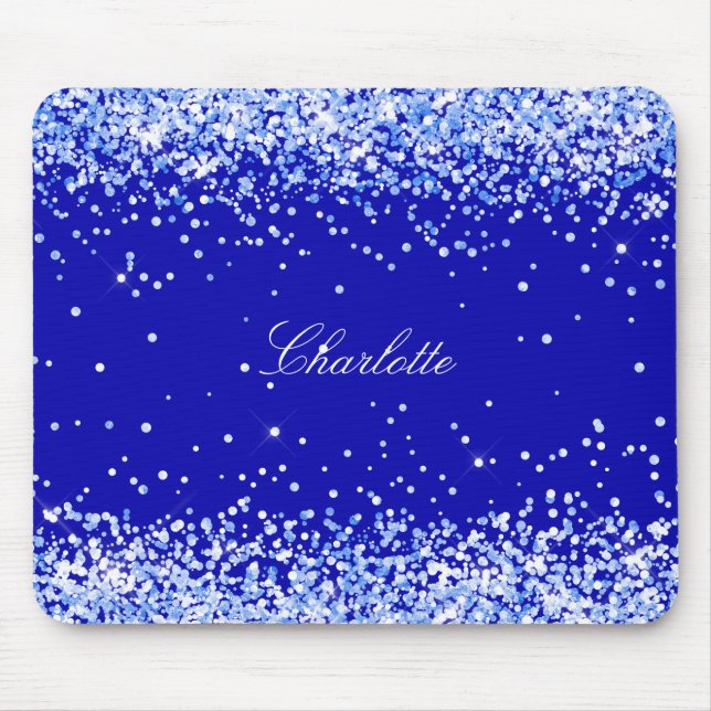 Tapis De Souris Script de nom de la parties scintillant bleue roya (Devant)