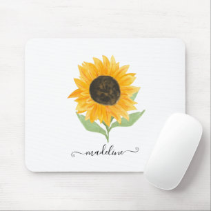 Tapis De Souris Script de nom personnalisé de tournesol rustique m