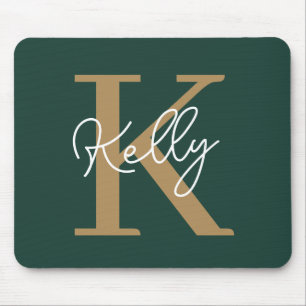 Tapis De Souris Script moderne Emerald Green Gold