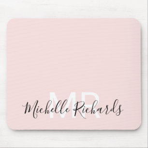 Tapis De Souris Script monogramme rose vif moderne