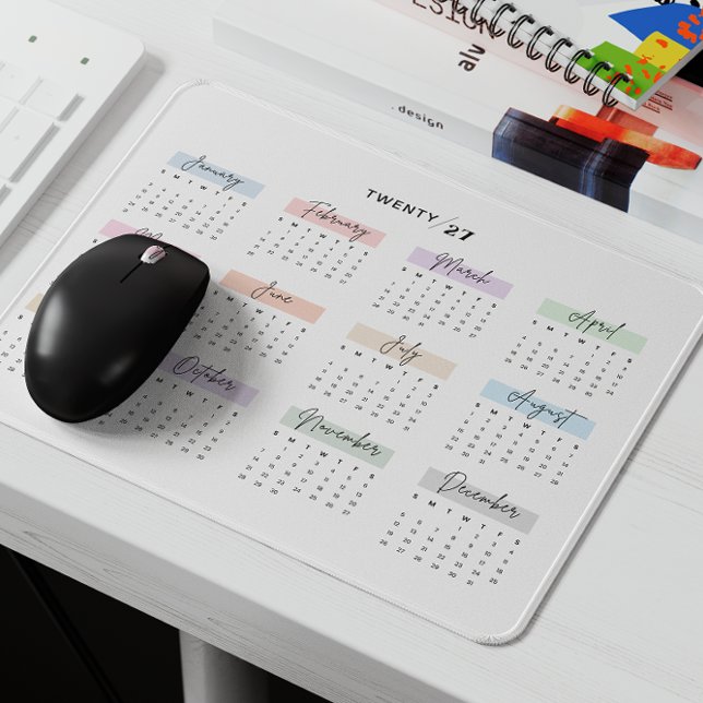 TAPIS DE SOURIS SCRIPT PASTEL ÉCRIT À LA MAIN DU CALENDRIER 2027 (Créateur téléchargé)