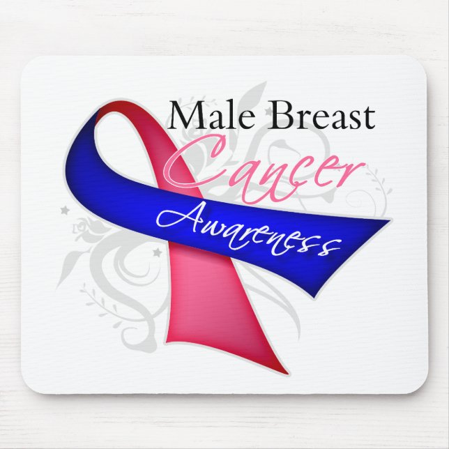 Tapis De Souris Scroll Ruban Homme Cancer du sein Sensibilisation (Devant)
