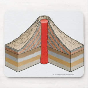 Tapis De Souris Section transversale d'un volcan de cendre-cendre