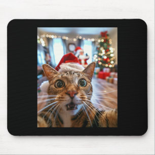 Tapis De Souris Selfie Chat Drôle Avec Père Noël Noël 13