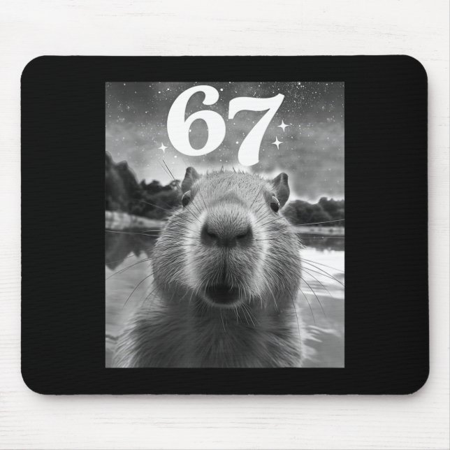 Tapis De Souris Selfie de capybara avec graphique capy mème 67 pou (Devant)