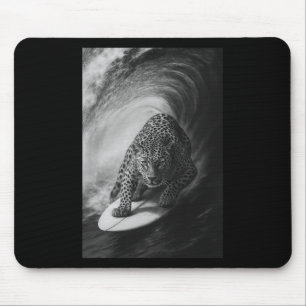 Tapis De Souris Selfie de léopard de surf drôle sur planche de sur