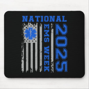 Tapis De Souris Semaine Nationale Ems 2025 Drapeau Usa Urgences Mé