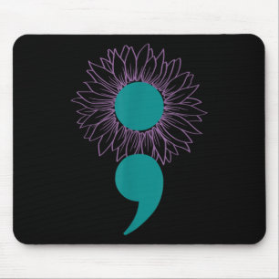 Tapis De Souris Semicolon de tournesol Sensibilisation au suicide