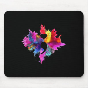 Tapis De Souris Semicolon Heart Tie Dye Prévention du suicide